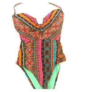Multi colored one piece swim suit